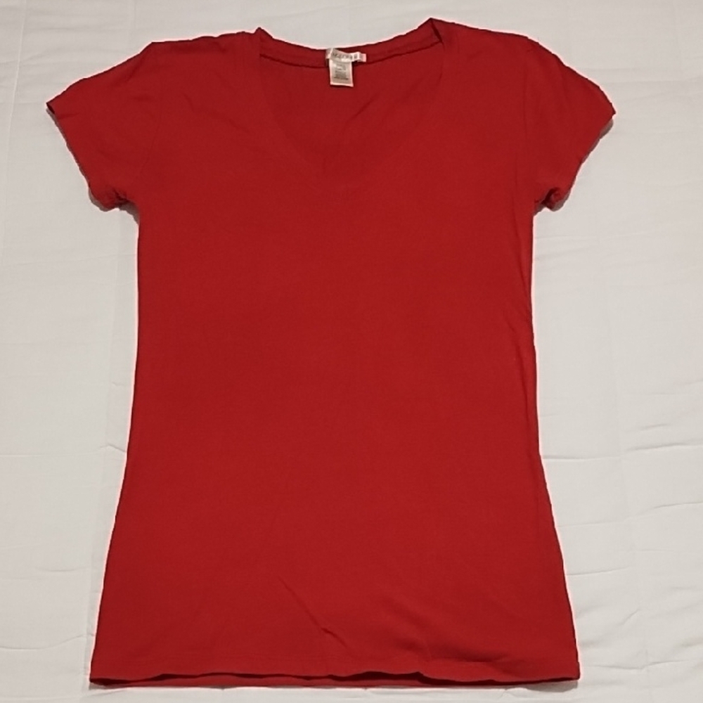 Bozzolo Vibrant Red V-Neck Short Sleeve Top